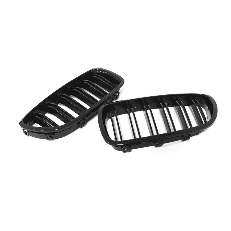BMW 5 Series / M5 F10/F11 Gloss Black Double Slat Front Grills (2010-2017)