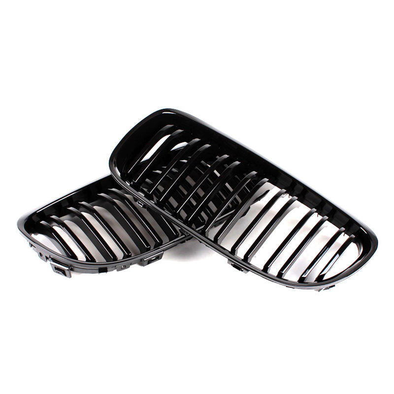BMW 3 Series E90/E91 LCI Gloss Black Double Slat Front Grills (2009-2013)