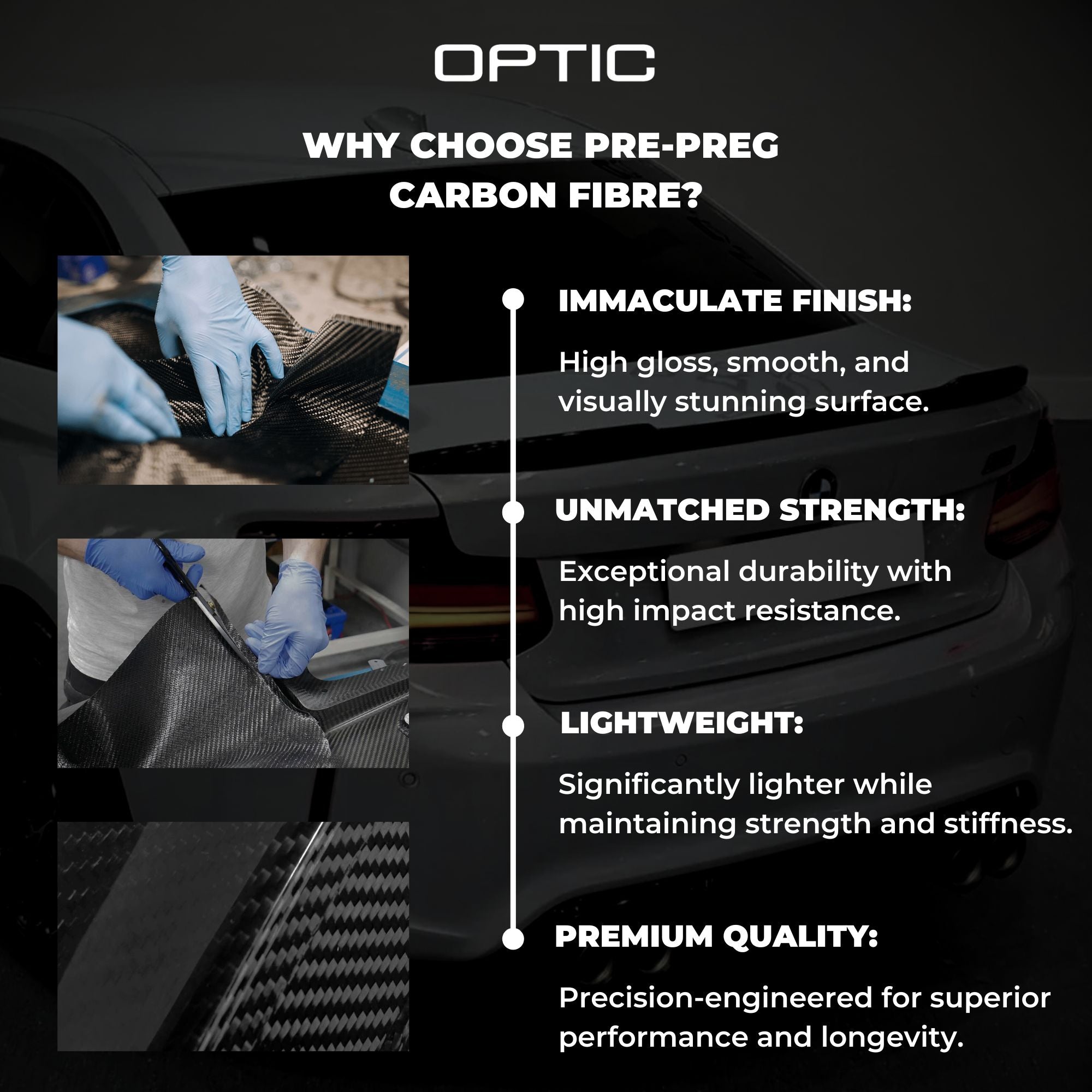 BMW M3 / M4 G80/G81/G82/G83 Pre-Preg Dry Carbon Fibre Side Fender Trim By OPTIC (2021+)