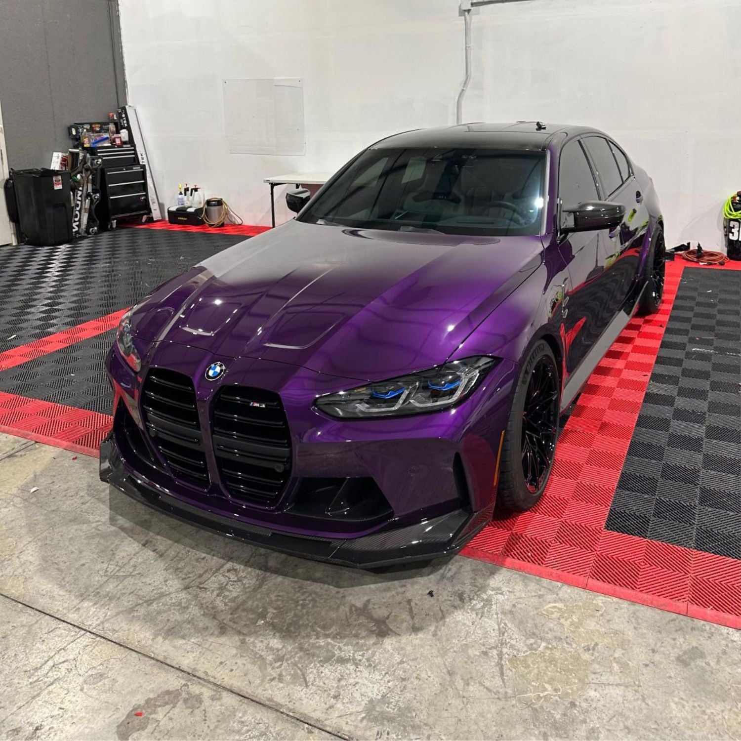 BMW M3 G80 G81 / M4 G82 G83 Pre-Preg Dry Carbon Fibre V Style Front Lip Splitter By OPTIC (2021+)